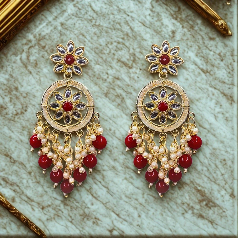 Tahaniya Gulbahaar Chaandrika Blush Bloom Drop Earrings Chandbali Earring view 3