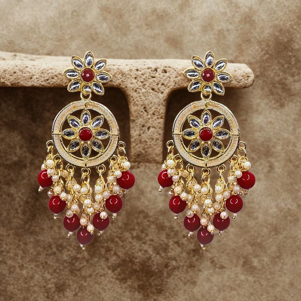 Tahaniya Gulbahaar Chaandrika Blush Bloom Drop Earrings Chandbali Earring view 4