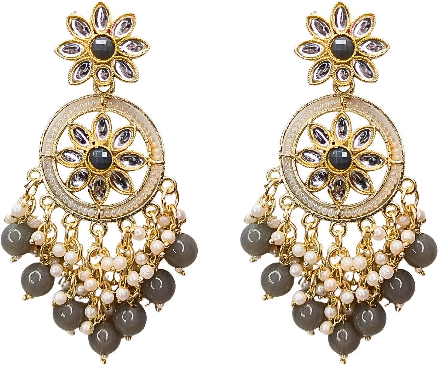 Tahaniya Gulbahaar Chaandrika Blush Bloom Drop Earrings Chandbali Earring view 1