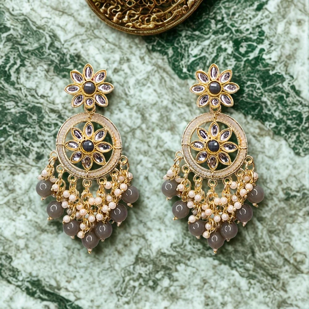 Tahaniya Gulbahaar Chaandrika Blush Bloom Drop Earrings Chandbali Earring view 3