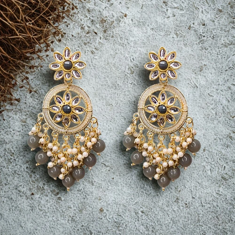 Tahaniya Gulbahaar Chaandrika Blush Bloom Drop Earrings Chandbali Earring view 4