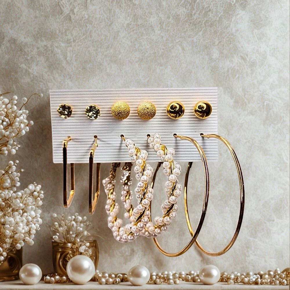 Tahaniya Golden Routine The 6-Day Earring Combo Stud Earring view 2