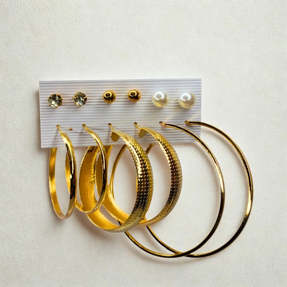 Tahaniya Golden Routine The 6-Day Earring Combo Stud Earring view 2