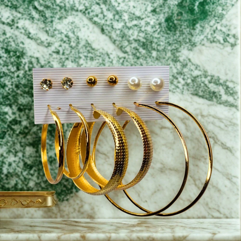Tahaniya Golden Routine The 6-Day Earring Combo Stud Earring view 3