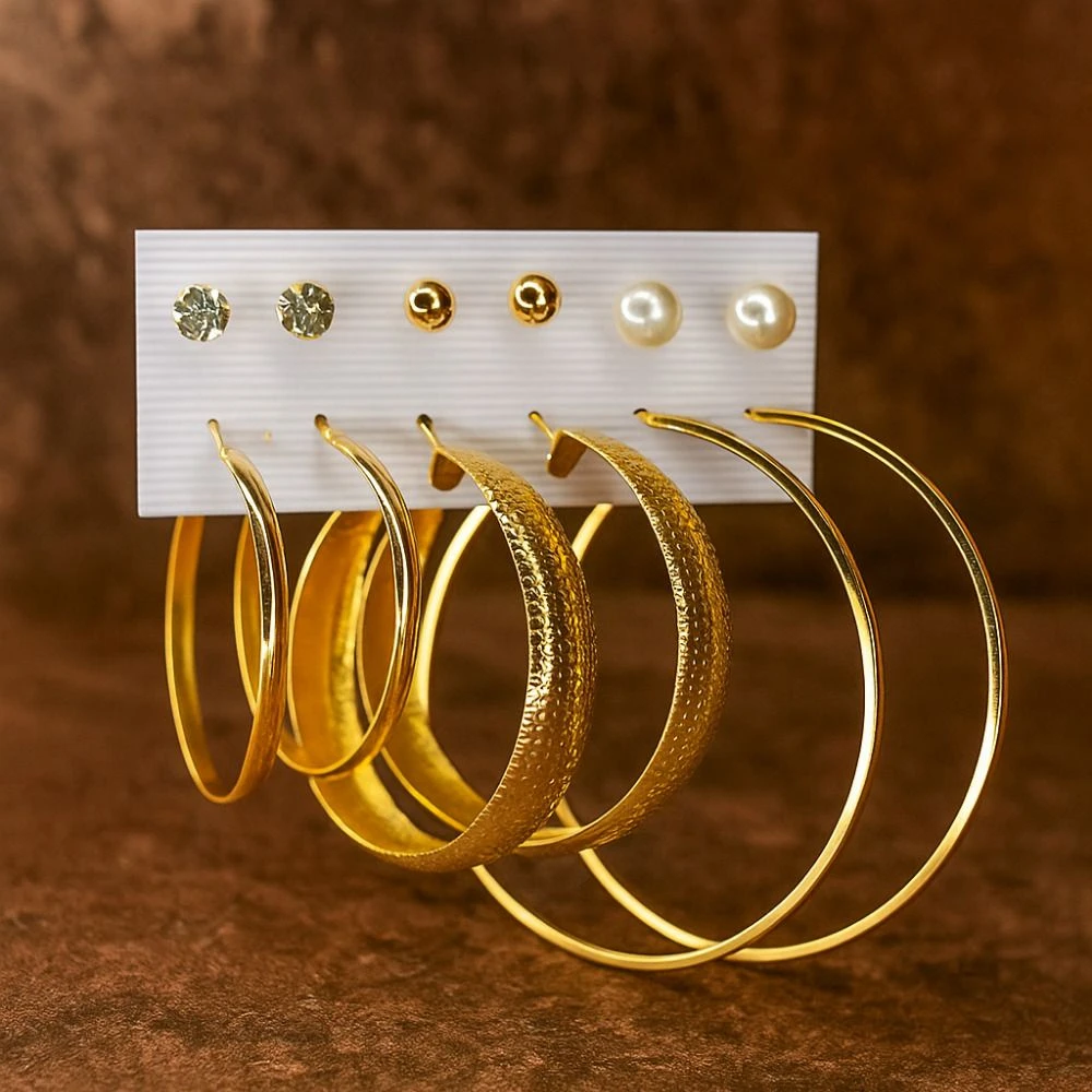 Tahaniya Golden Routine The 6-Day Earring Combo Stud Earring view 4