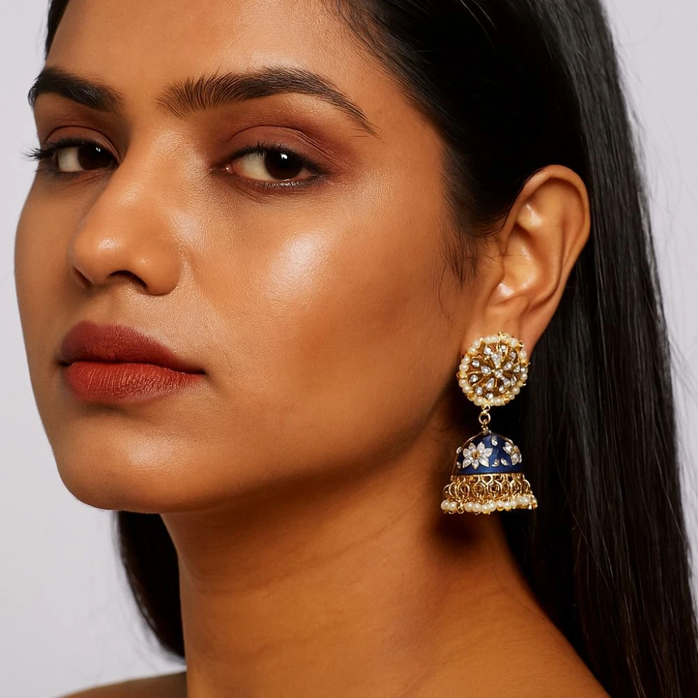 Tahaniya Chandrika Gulabi Moonlit Rose Jhumka Jhumki Earring view 2