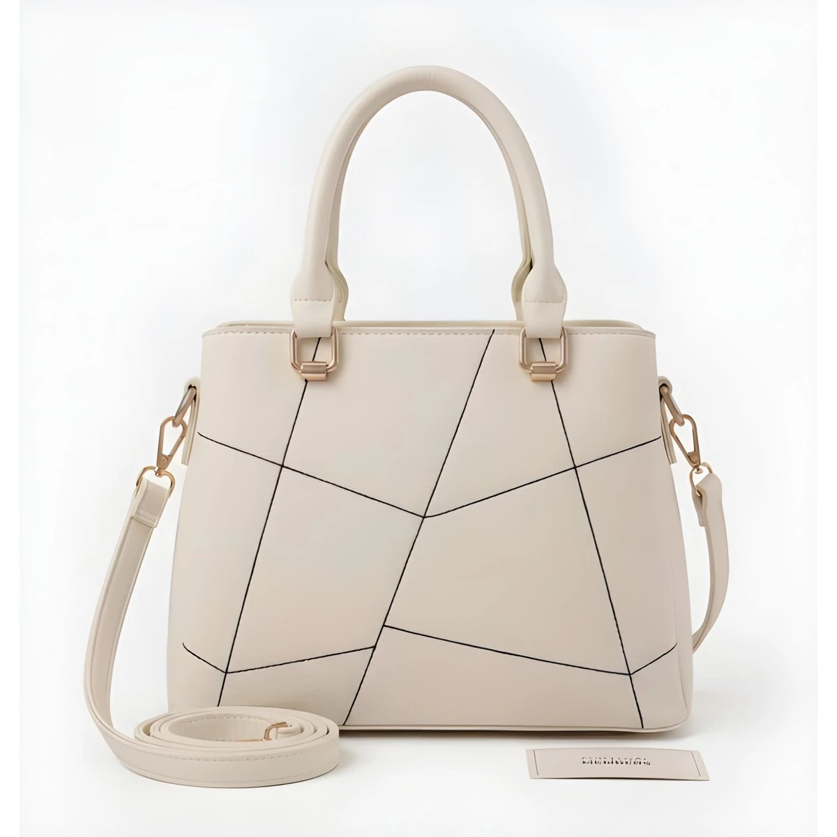 Premium Quality Women's Stylish PU Leather Handbag - Ivory With Scarf Charm view 1