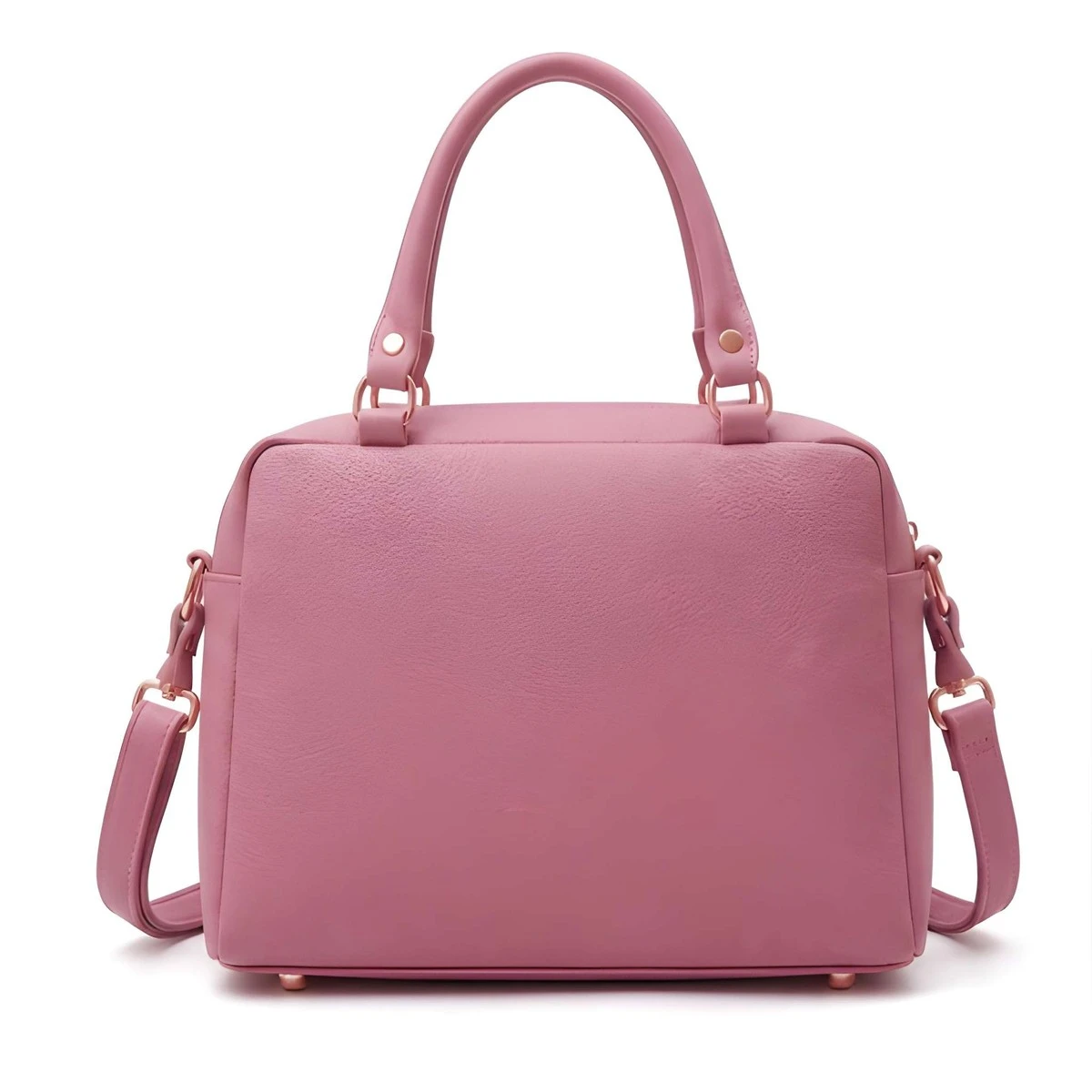 Premium Quality Women's Stylish PU Leather Handbag - Rose Pink Satchel Style view 4
