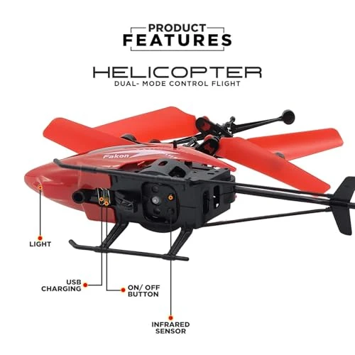 Remote Control Helicopter with USB Chargeable Cable for Boy and Girl Children's - Pack of 1 (Red) view 3