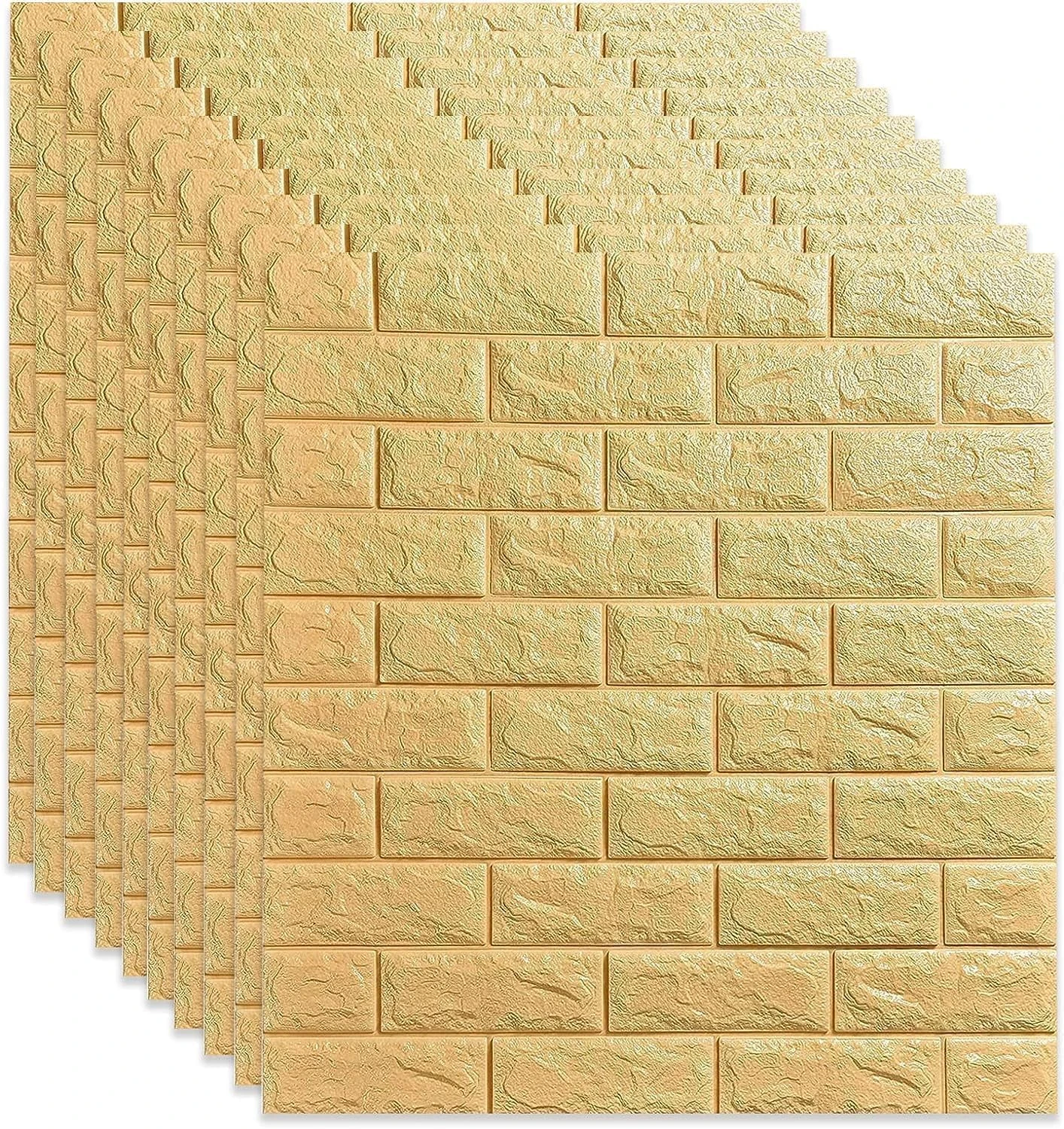 3D PE Foam Wall Panel Sticker – Waterproof Beige Wallpaper - 70x77cm, Waterproof view 6