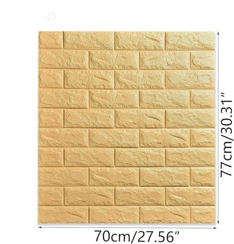 3D PE Foam Wall Panel Sticker – Waterproof Beige Wallpaper - 70x77cm, Waterproof view 5