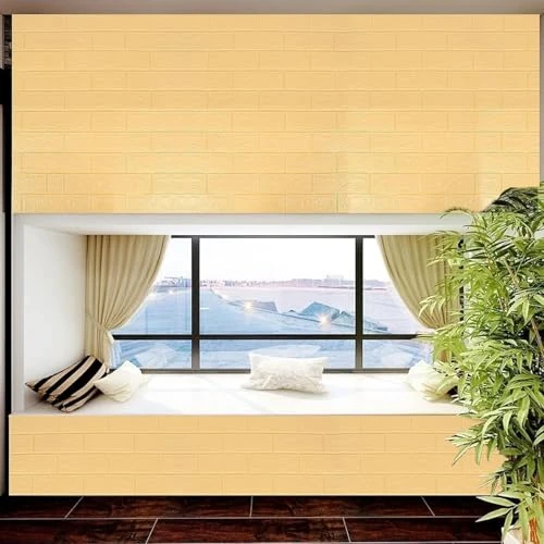 3D PE Foam Wall Panel Sticker – Waterproof Beige Wallpaper - 70x77cm, Waterproof view 7
