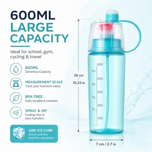 Water Bottle - 600 Ml, Assorted, 2 in 1 view 3