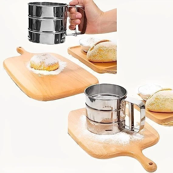 Flour Sifter Atta Chhani Hand Press - Stainless Steel view 4