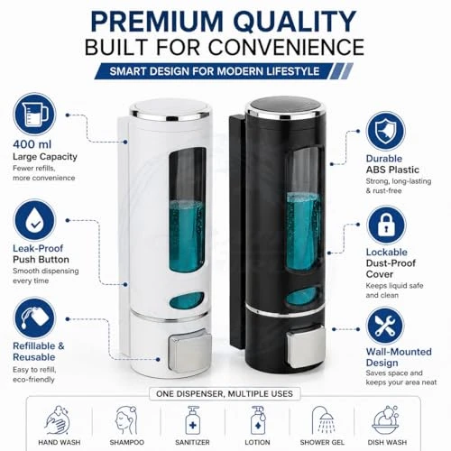 Soap Dispenser - 400 Ml, Pack of 2, White view 4