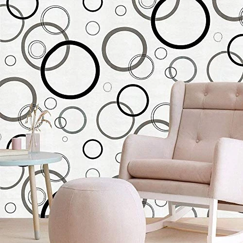 Black Grey Circles Wallpaper - 200 X 45 CM, Black, Grey view 2