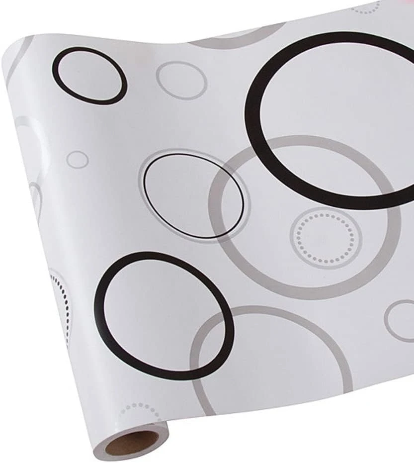 Black Grey Circles Wallpaper - 200 X 45 CM, Black, Grey view 4