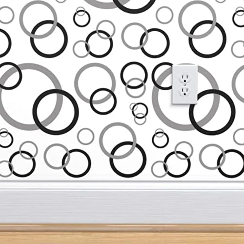 Black Grey Circles Wallpaper - 200 X 45 CM, Black, Grey view 5