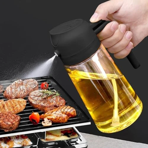 Glass Oil Sprayer Dispenser Bottle, 500ML - 500ml, Black view 2