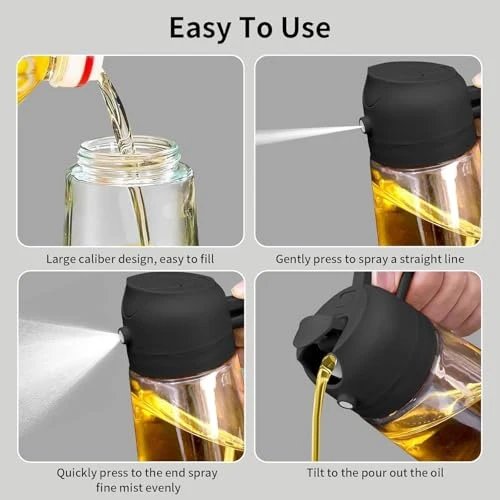 Glass Oil Sprayer Dispenser Bottle, 500ML - 500ml, Black view 4