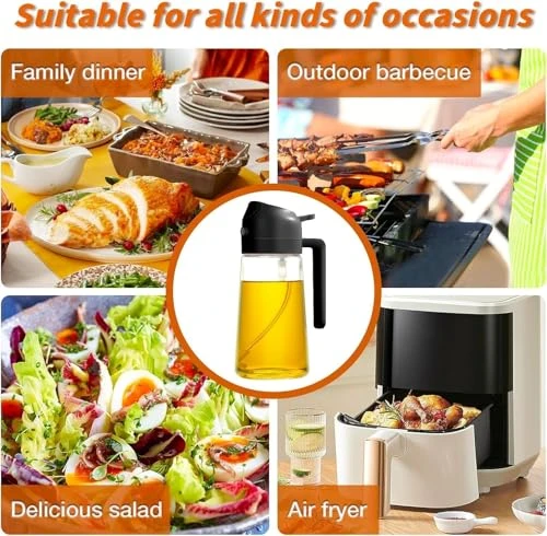 Glass Oil Sprayer Dispenser Bottle, 500ML - 500ml, Black view 6