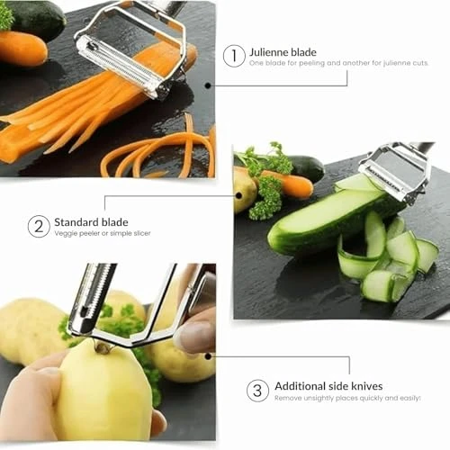 Kitchen Peeler - Silver, 2 in 1, Stainless Steel view 4