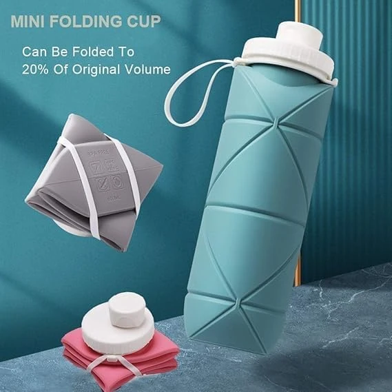 Water Bottle - 610ml, Silicone, Foldable view 3