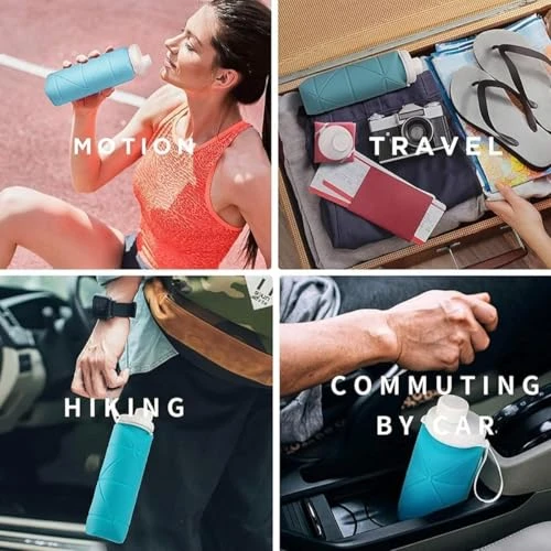 Water Bottle - 610ml, Silicone, Foldable view 8