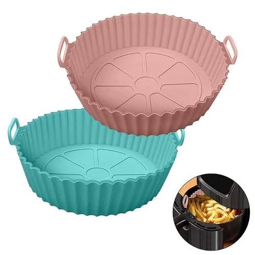 Nonstick Round Silicone Air Fryer Liners - Pack of 2, Multicolor, Silicone view 2