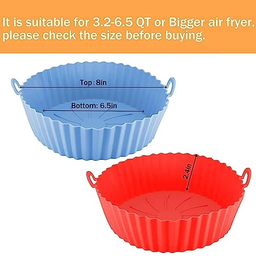 Nonstick Round Silicone Air Fryer Liners - Pack of 2, Multicolor, Silicone view 4