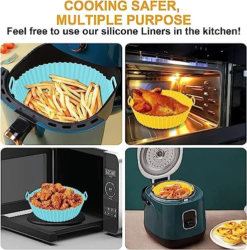Nonstick Round Silicone Air Fryer Liners - Pack of 2, Multicolor, Silicone view 5