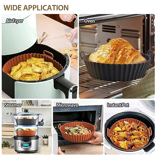Nonstick Round Silicone Air Fryer Liners - Pack of 2, Multicolor, Silicone view 6