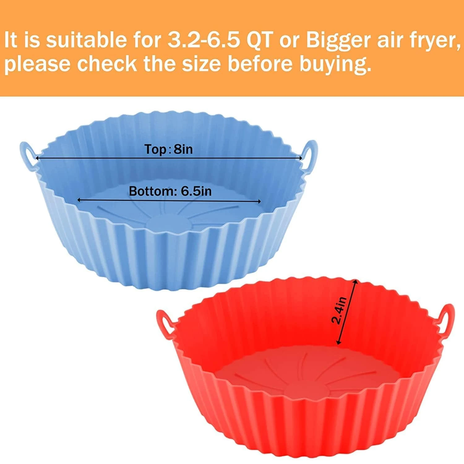 Nonstick Round Silicone Air Fryer Liners - Pack of 2, Multicolor, Silicone view 7