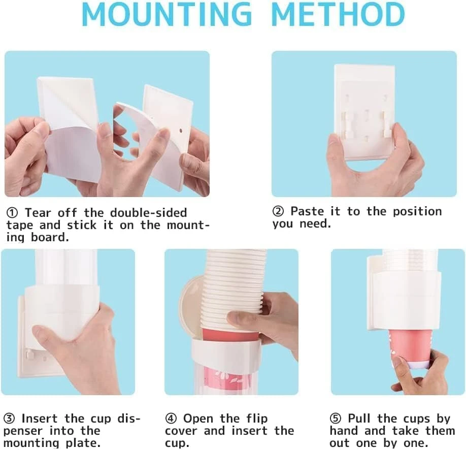 Self Adhesive Paper Cup Glass Dispenser - Self Adhesive, Plastic view 8