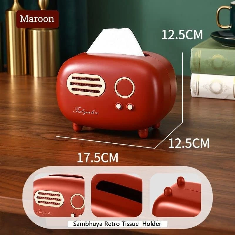 Vintage Retro Tissue Box Holder Kitchen - Pack of 01, Red view 5