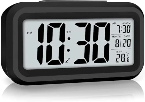 Digital Alarm Clock Automatic Sensor, Date - Black view 2
