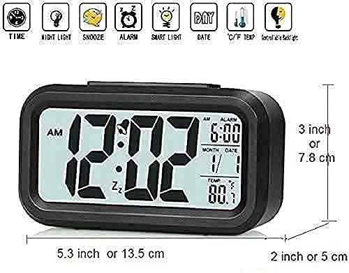 Digital Alarm Clock Automatic Sensor, Date - Black view 3