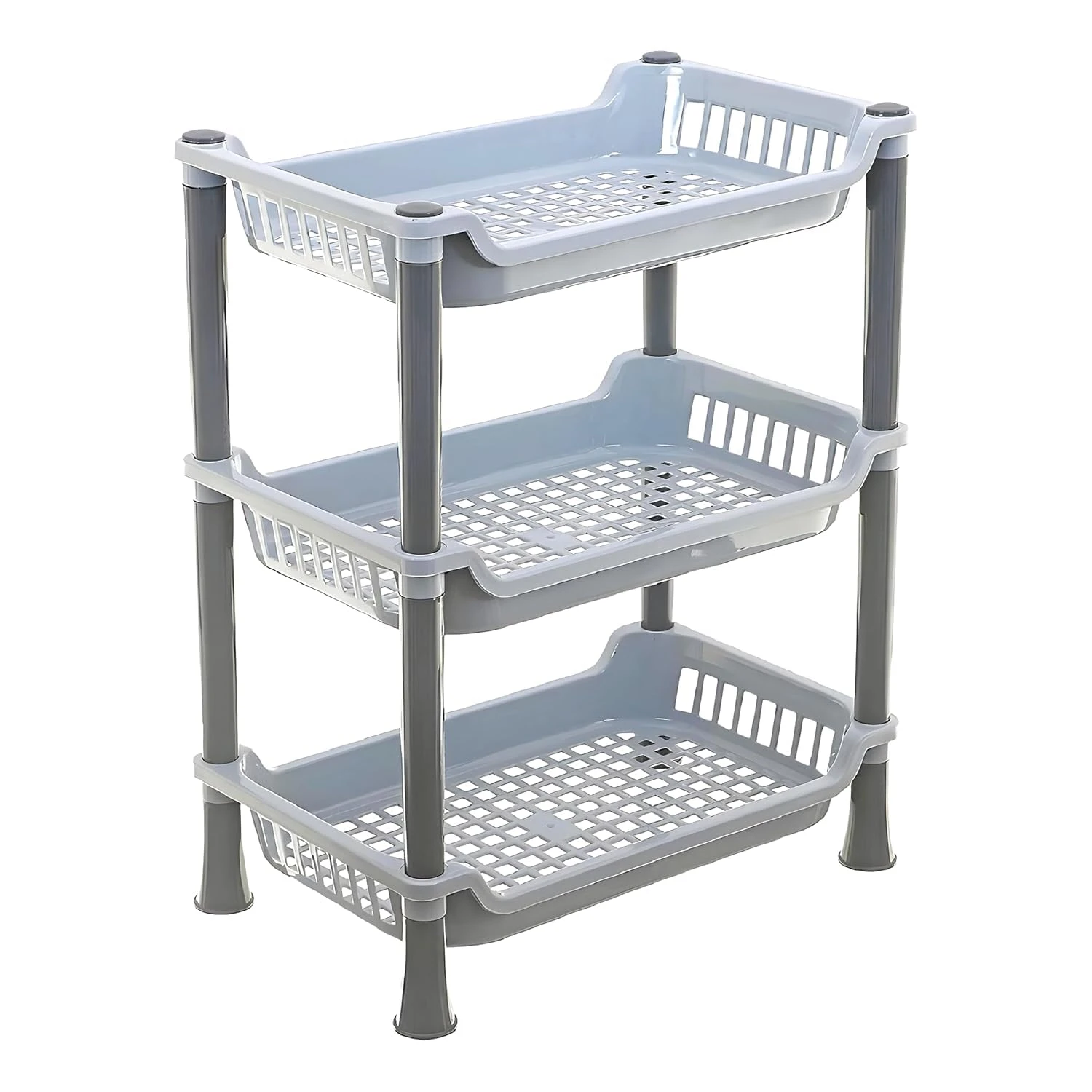Plastic 3 Layer Multi-Purpose Kitchen Storage - Grey, Plastic view 3