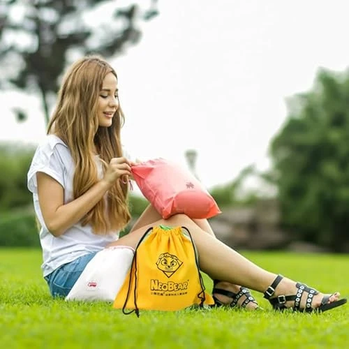 Drawstring Storage Pouch, Yellow Canvas Gift - Yellow, Black view 2