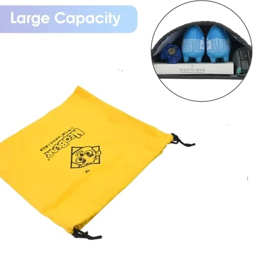 Drawstring Storage Pouch, Yellow Canvas Gift - Yellow, Black view 4