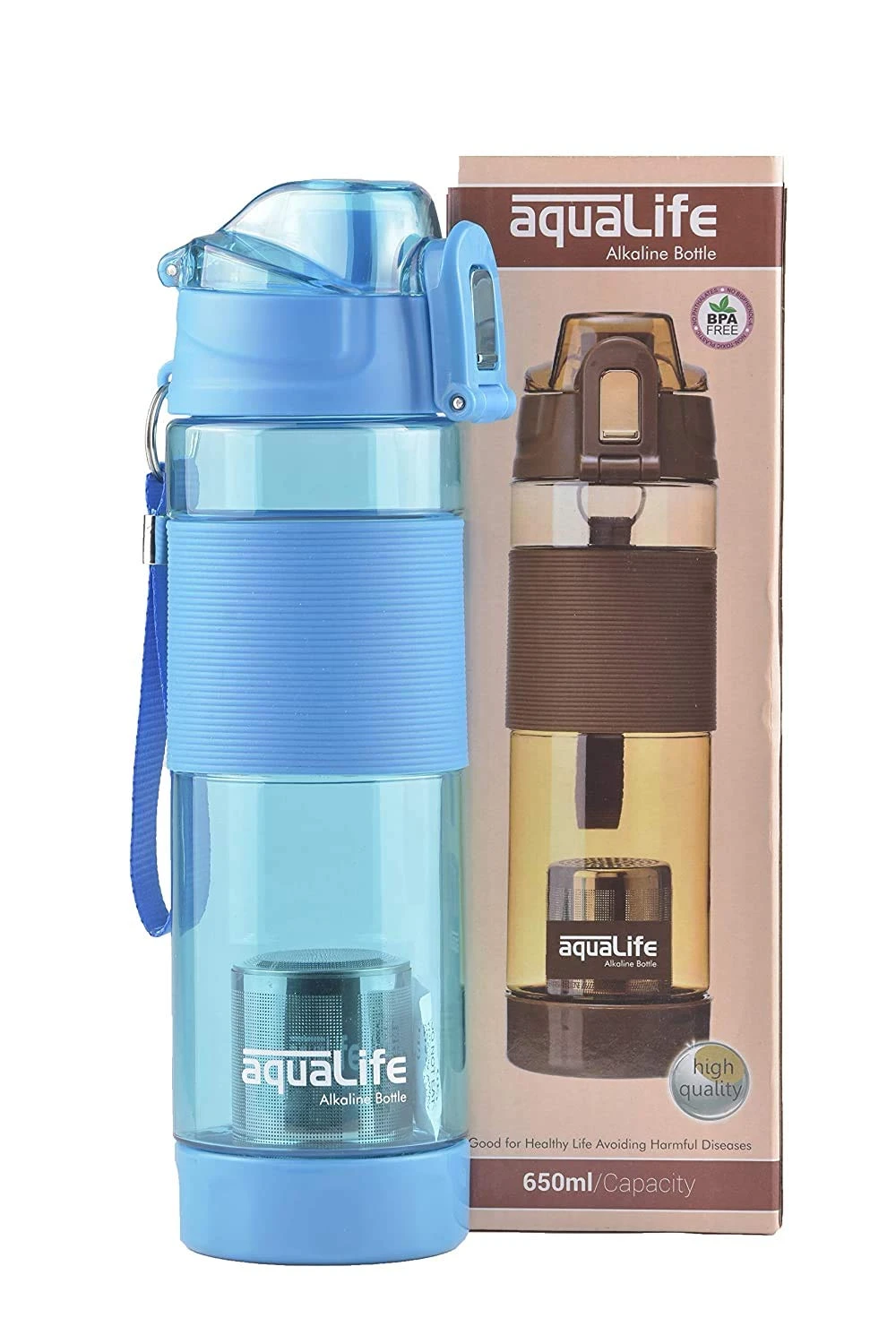 Water Bottle - 650ml, Blue view 3