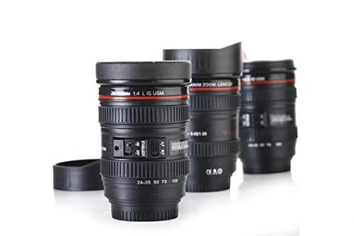 Plastic Camera Lens Shaped Coffee Mug - 350ml, Black, Plastic view 3