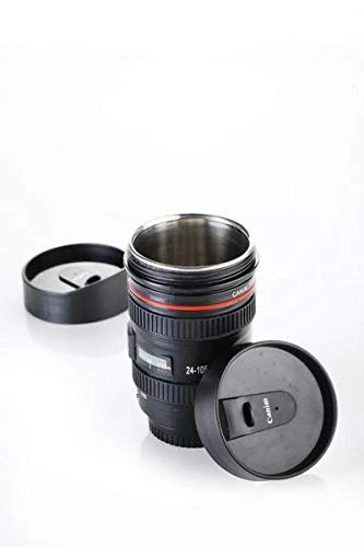 Plastic Camera Lens Shaped Coffee Mug - 350ml, Black, Plastic view 4
