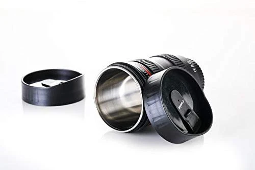 Plastic Camera Lens Shaped Coffee Mug - 350ml, Black, Plastic view 6