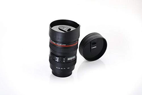 Plastic Camera Lens Shaped Coffee Mug - 350ml, Black, Plastic view 7