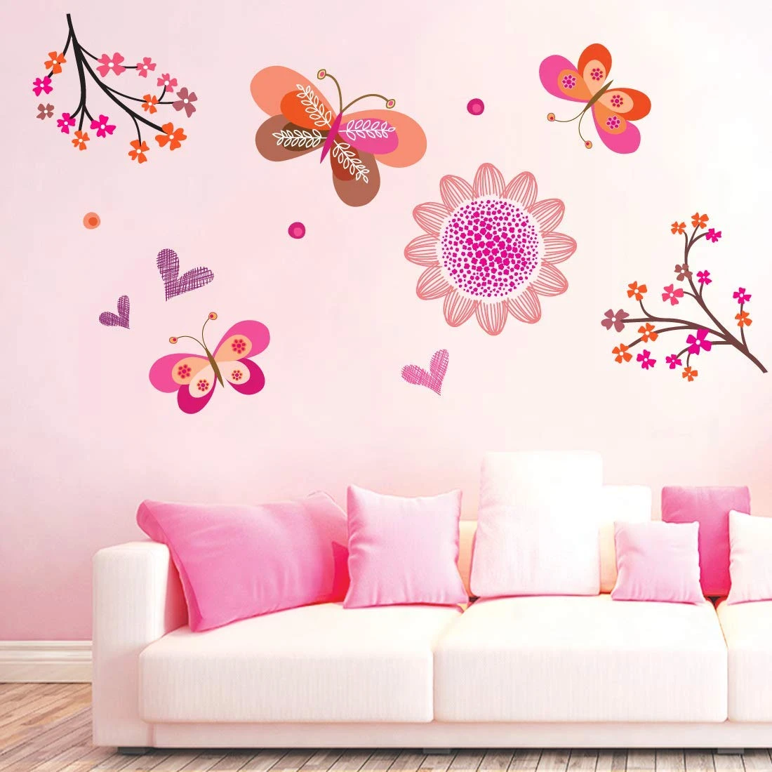 Pink Butterfly Wall Sticker - Pink view 1