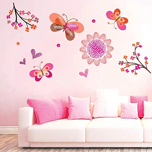 Pink Butterfly Wall Sticker - Pink view 2