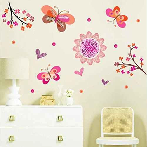 Pink Butterfly Wall Sticker - Pink view 4