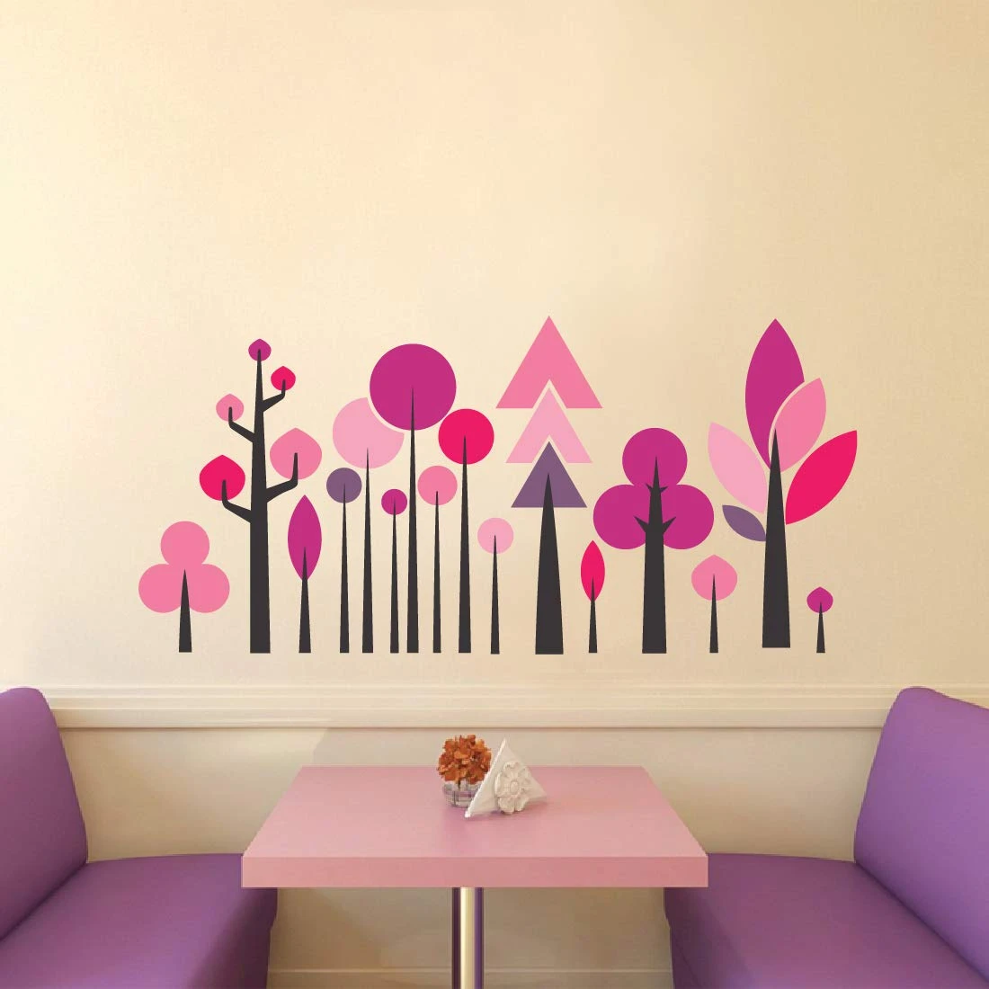 Geometric Tree Magenta Wall Sticker view 3