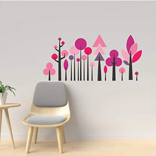 Geometric Tree Magenta Wall Sticker view 4